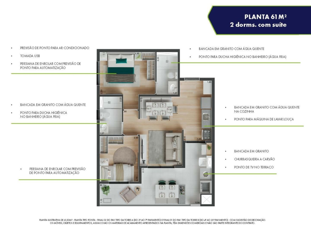 Peak Vila Olimpia Planta 2 Dorms com suite 61m² peak vila olimpia